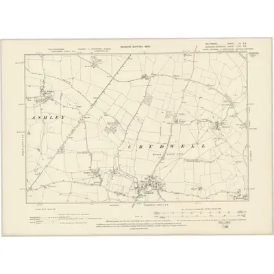 1898 Map of Wiltshire III.SE, 1900 Print