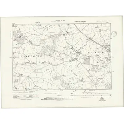 1921 Map of Wiltshire IX.NW, 1938 Print