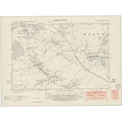 1938 Map of Wiltshire LII.SW, 1949 Print