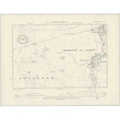 1899 Map of Wiltshire LIX.NE, 1901 Print