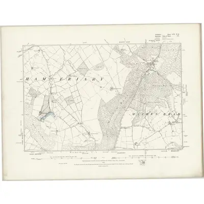 1884 Map of Wiltshire LVI.NE, 1889 Print