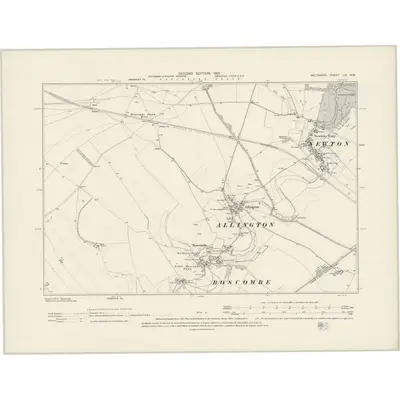1899 Map of Wiltshire LXI.NW, 1901 Print