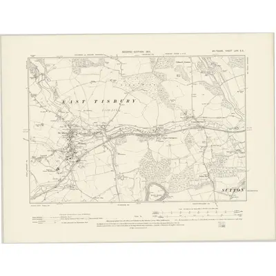 1900 Map of Wiltshire LXIV.SE, 1901 Print