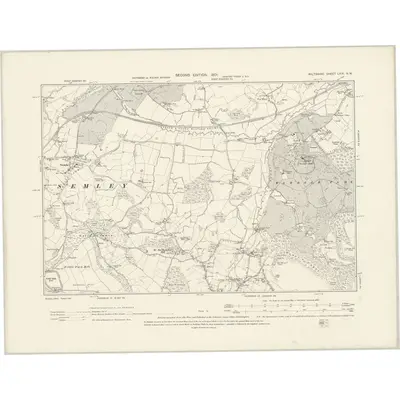 1900 Map of Wiltshire LXIX.NW, 1901 Print