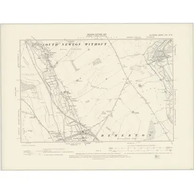 1900 Map of Wiltshire LXVI.NW, 1901 Print