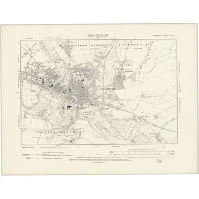 1900 Map of Wiltshire LXVI.SE, 1902 Print