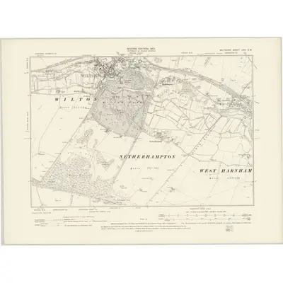 1900 Map of Wiltshire LXVI.SW, 1901 Print