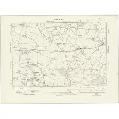 1924 Map of Wiltshire LXVIII.NE, 1927 Print