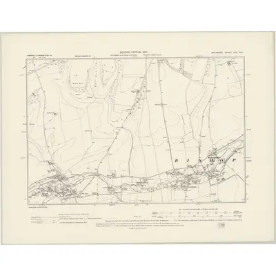 1899 Map of Wiltshire LXX.NE, 1901 Print