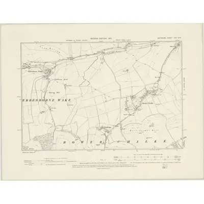 1900 Map of Wiltshire LXX.SW, 1901 Print