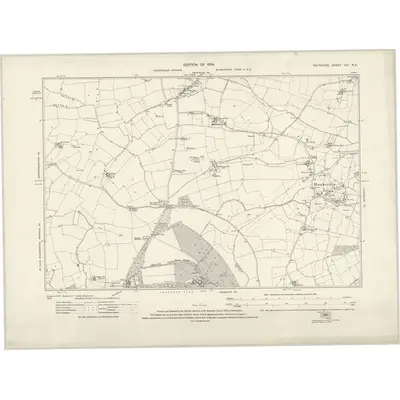 1919 Map of Wiltshire VIII.NE, 1924 Print
