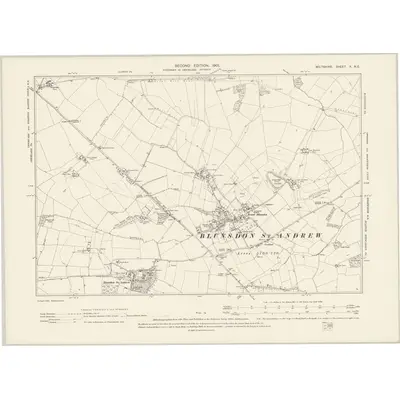 1898 Map of Wiltshire X.NE, 1901 Print