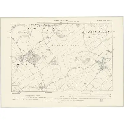 1899 Map of Wiltshire XIII.NW, 1900 Print