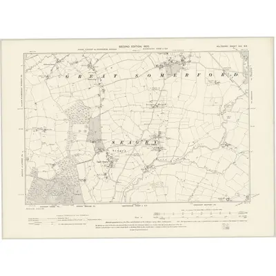 1899 Map of Wiltshire XIII.SE, 1900 Print