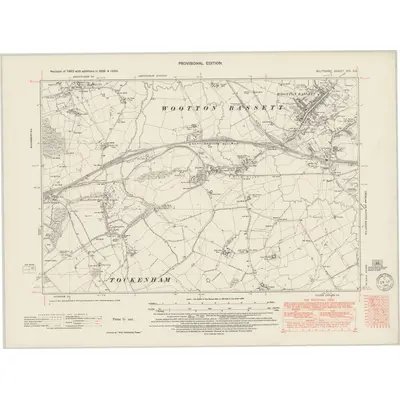 1938 Map of Wiltshire XIV.SE, 1949 Print