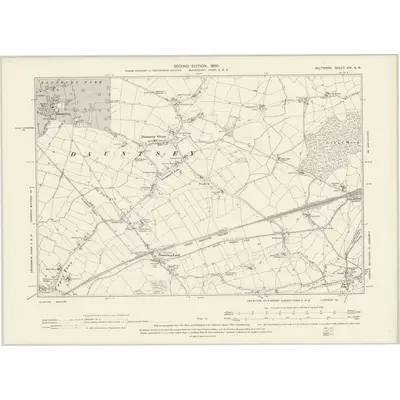 1899 Map of Wiltshire XIV.SW, 1900 Print