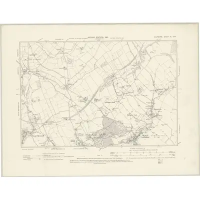 1899 Map of Wiltshire XL.SW, 1901 Print