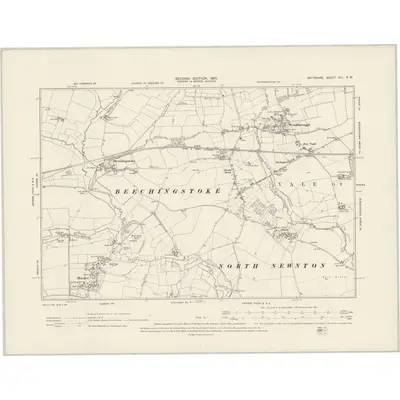 1899 Map of Wiltshire XLI.NW, 1901 Print