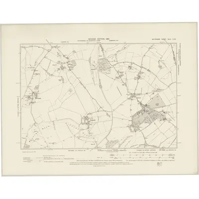 1899 Map of Wiltshire XLIII.NW, 1901 Print