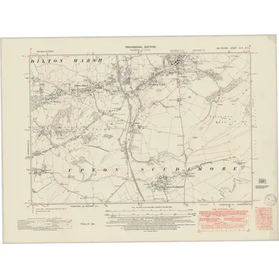 1941 Map of Wiltshire XLIV.SE, 1950 Print