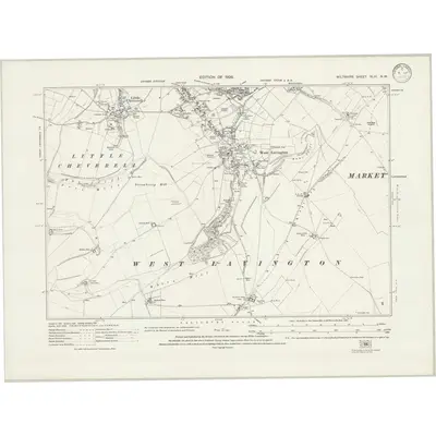 1922 Map of Wiltshire XLVI.NW, 1933 Print