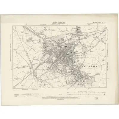 1899 Map of Wiltshire XV.NE, 1901 Print