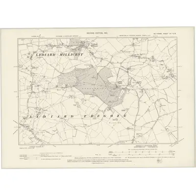 1899 Map of Wiltshire XV.NW, 1901 Print