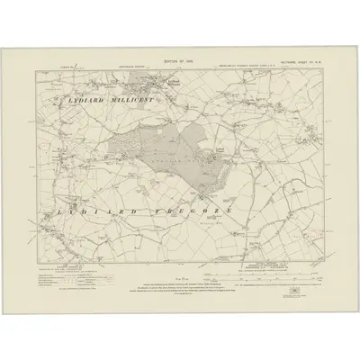 1922 Map of Wiltshire XV.NW, 1925 Print