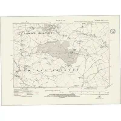 1922 Map of Wiltshire XV.NW, 1935 Print
