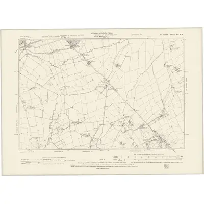 1898 Map of Wiltshire XVI.NW, 1900 Print
