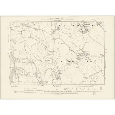 1898 Map of Wiltshire XVI.SW, 1900 Print