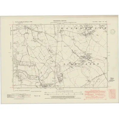 1938 Map of Wiltshire XVI.SW, 1948 Print
