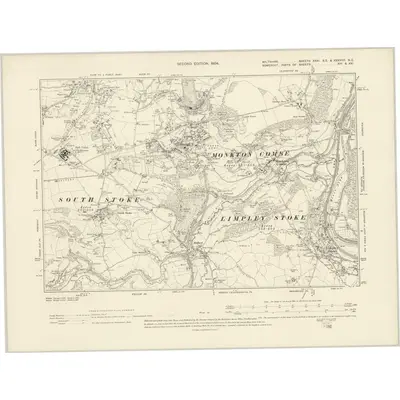 1899 Map of Wiltshire XXI.SE & XXXVIIIA.NE, 1904 Print