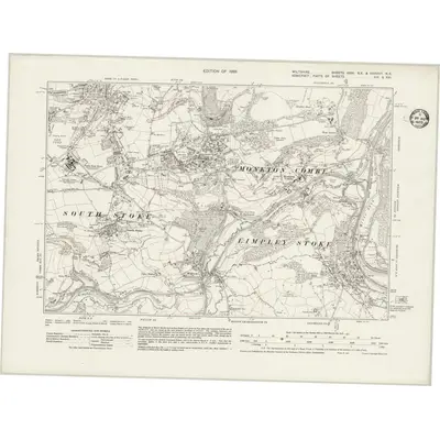 1922 Map of Wiltshire XXI.SE & XXXVIIIA.NE, 1933 Print