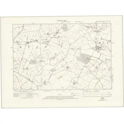 1922 Map of Wiltshire XXI.SW, 1925 Print
