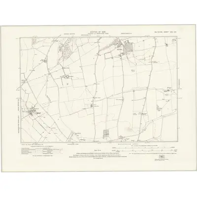 1922 Map of Wiltshire XXII.NE, 1925 Print