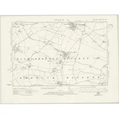 1921 Map of Wiltshire XXII.SW, 1938 Print