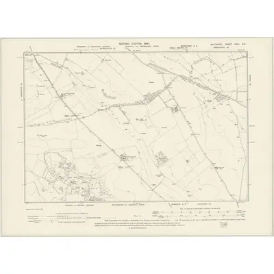 1899 Map of Wiltshire XXIII.NE, 1900 Print