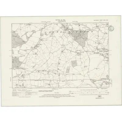 1922 Map of Wiltshire XXVII.SW, 1934 Print