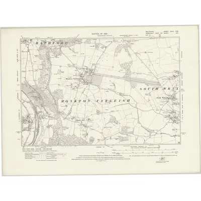 1922 Map of Wiltshire XXXII.NW, 1926 Print