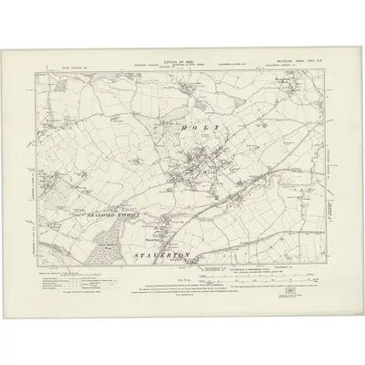 1922 Map of Wiltshire XXXII.SE, 1926 Print
