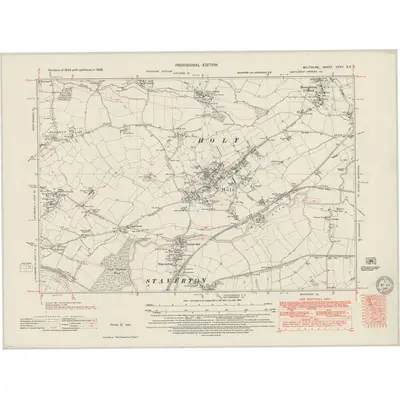 1938 Map of Wiltshire XXXII.SE, 1949 Print