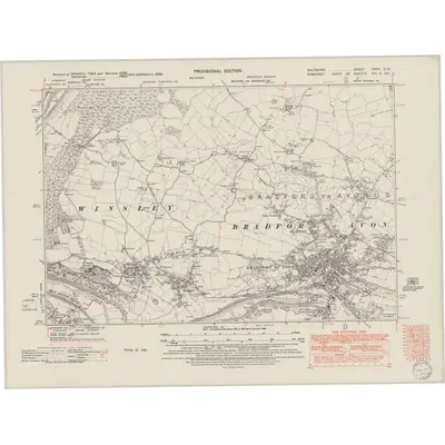 1938 Map of Wiltshire XXXII.SW, 1950 Print