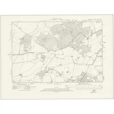 1922 Map of Wiltshire XXXV.NE, 1926 Print