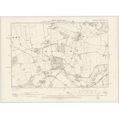 1899 Map of Wiltshire XXXV.SE, 1901 Print
