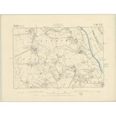 1882 Map of Worcestershire LIV.NE, 1884 Print