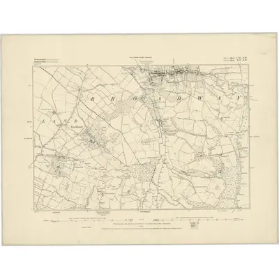 1883 Map of Worcestershire LVII.NW, 1884 Print