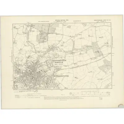 1901 Map of Worcestershire VIII.SE, 1903 Print