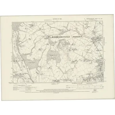1921 Map of Worcestershire VIII.SW, 1925 Print