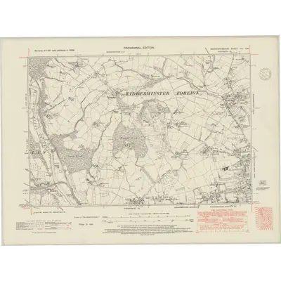 1938 Map of Worcestershire VIII.SW, 1948 Print